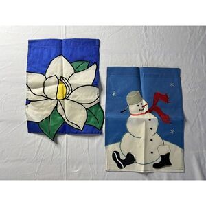 Set Of Two 12x18 Inch Christmas Garden Flags & Outdoor Decor‎ Snowman Magnolia